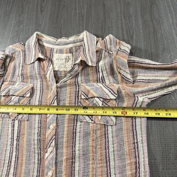 We The Free Midwest Button Down Shirt Women’s S Multicolor Stripe Cotton Gauze - Picture 5 of 6